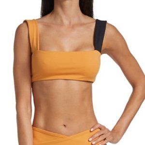 NWT WeWoreWhat active colorblock sports bra top tan and black